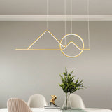 Minimalist Metal Pendant Light In Landscape Line Art Design - Black/Gold Led Hanging Lamp