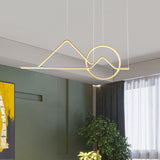 Minimalist Metal Pendant Light In Landscape Line Art Design - Black/Gold Led Hanging Lamp