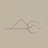 Landscape Line Art Pendant Light: Minimalist Metal Black/Gold Led Hanging Lamp In Warm/White Light