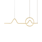 Linear Mountain & Sun Acrylic Pendant Light With Led Warm/White Glow - Black/Gold Finish For Dining