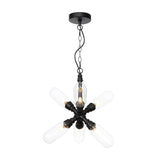 Starburst Chandelier - Vintage 5/6/8 Light Amber/Clear Glass Pendant Lamp Black