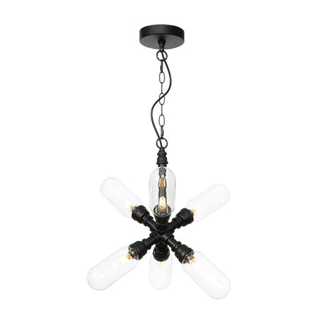 Starburst Chandelier - Vintage 5/6/8 Light Amber/Clear Glass Pendant Lamp Black