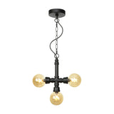 Vintage Black Ball Chandelier With Amber/Clear Glass Bulbs Led Ceiling Pendant Lamp For Dining Room