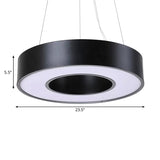 Simplicity Circular Led Hanging Lamp - 23.5 Width Iron Black Finish Office Lighting Fixture