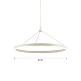 Modern White Loop Pendant Chandelier Led Acrylic Hanging Light - Adjustable Cord Grip