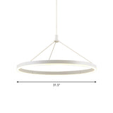 Adjustable Cord Grip Led Acrylic Pendant Chandelier- White Loop Design 12/16/47 Dia