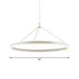 Adjustable Cord Grip Led Acrylic Pendant Chandelier- White Loop Design 12/16/47 Dia