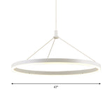 Adjustable Cord Grip Led Acrylic Pendant Chandelier- White Loop Design 12/16/47 Dia