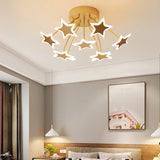 Gold Acrylic Starry Led Semi-Flush Mount Ceiling Light For Amusement Park Romance 9 / White