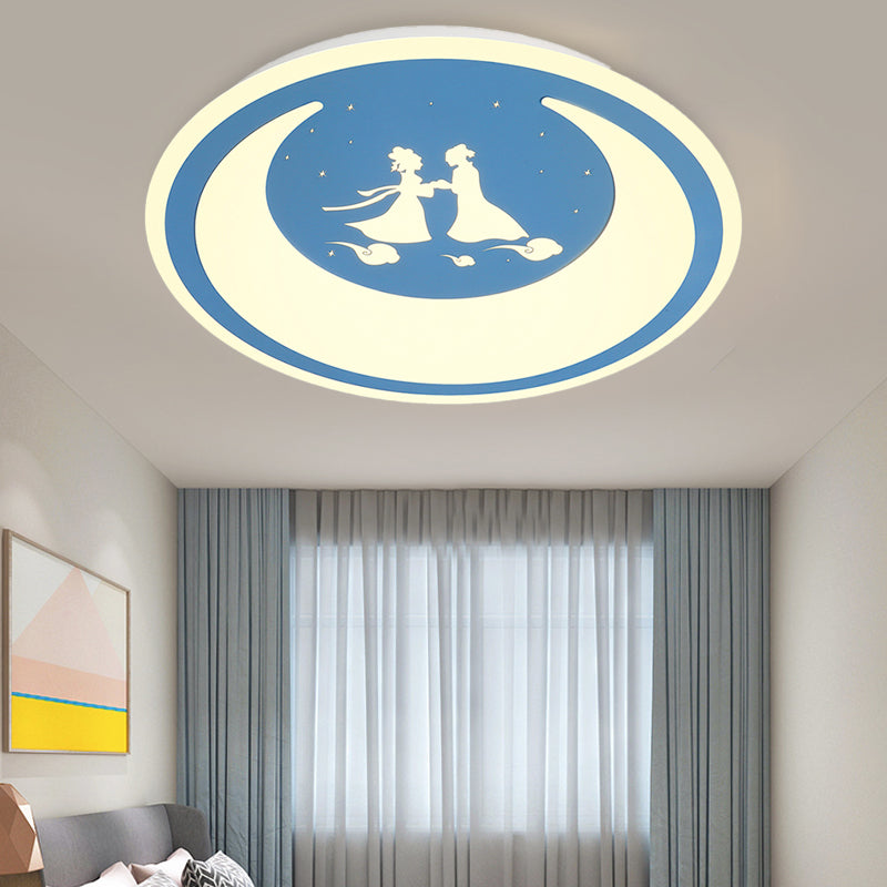 Chinese Valentines Day Led Flush Ceiling Light - Romantic Acrylic Lamp For Kids Bedroom Blue / 16