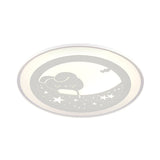 Bunny Moon Led Ceiling Lamp For Kindergarten With Animal Mount Light In White