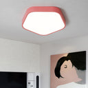 Study Room Ceiling Light - Pentagon Slim Panel Flush Mount Simple Acrylic Design Pink / 16’ Warm