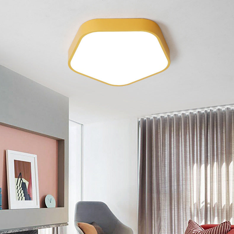 Study Room Ceiling Light - Pentagon Slim Panel Flush Mount Simple Acrylic Design Yellow / 19.5’