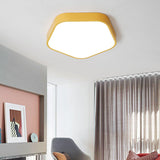 Study Room Ceiling Light - Pentagon Slim Panel Flush Mount Simple Acrylic Design Yellow / 19.5’