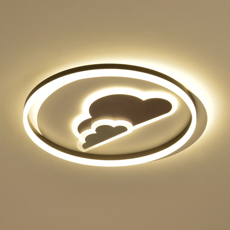 Modern Cloud-Themed Flush Led Ceiling Light In White For Baby Room Silver