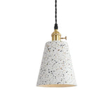 Nordic Hanging Pendant Light With Terrazzo Shade - White Disc/Cone/Cylinder Suspension Lighting