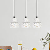 Nordic Hanging Pendant Light With Terrazzo Shade - White Disc/Cone/Cylinder Suspension Lighting / B