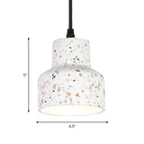 Nordic Hanging Pendant Light With Terrazzo Shade - White Disc/Cone/Cylinder Suspension Lighting