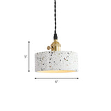 Nordic Hanging Pendant Light With Terrazzo Shade - White Disc/Cone/Cylinder Suspension Lighting