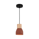 Small Nordic Cement Pendant Light With 1 Head And Wood Socket In Black/Red/Green