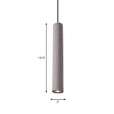 Cement Tube Pendant Light Kit: Minimalist 10/19.5 Tall Led Lamp In Grey For Bedrooms