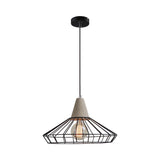 Industrial Pendant Light Fixture With 1-Light In Black Cone/Cylinder/Triangle Iron Design