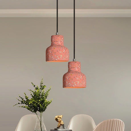 Terrazzo Hanging Lamp: Black/Red/Pink Nordic Pendant Light For Dining Table - Single Bulb Down
