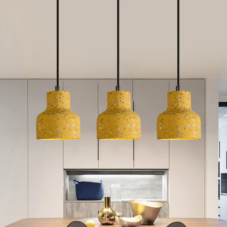 Terrazzo Hanging Lamp: Black/Red/Pink Nordic Pendant Light For Dining Table - Single Bulb Down