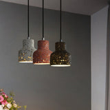 Terrazzo Hanging Lamp: Black/Red/Pink Nordic Pendant Light For Dining Table - Single Bulb Down