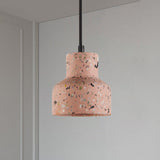 Terrazzo Hanging Lamp: Black/Red/Pink Nordic Pendant Light For Dining Table - Single Bulb Down