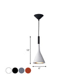 Minimalist Funnel Pendant Light In Red/Black/White Single Cement Hanging Fixture For Bedside