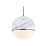 Marble Led Pendant Light Kit - Designer Black/White/Green Hanging Lamp For Living Room