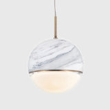 Marble Led Pendant Light Kit - Designer Black/White/Green Hanging Lamp For Living Room