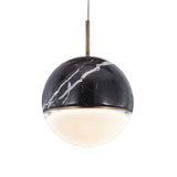 Marble Led Pendant Light Kit - Designer Black/White/Green Hanging Lamp For Living Room