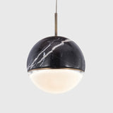 Marble Led Pendant Light Kit - Designer Black/White/Green Hanging Lamp For Living Room