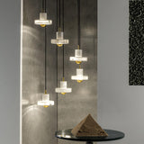 Minimalist Pot-Lid Pendant Marble Dining Room Light In White/Brass - 1-Bulb Suspension White