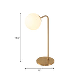 S/C Shaped Metal Bedside Table Lamp In Gold With Cream Glass Shade - Designer Nightlight 1/2-Head