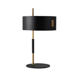 Minimalistic Black And Brass Round Night Lamp: Stylish Metal Table Light For Living Room