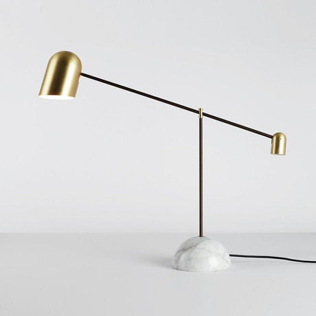 Post-Modern Brass Dome Night Table Light With Marble Base