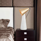 Marble Conical Table Lamp - Designer Single-Bulb Night Light For Living Room In White/Green/Gold