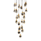 Modern Crystal Raindrop Hanging Lamp: Brass 3/5/24-Light Pendant Light For Dining Room
