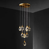 Modern Crystal Raindrop Hanging Lamp: Brass 3/5/24-Light Pendant Light For Dining Room
