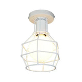 Stylish Antique Wire Guard Semi Mount Ceiling Light - 1 Head White/Gold Corridor White