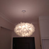 Minimalist Hanging Pendant Light With Feather Design - White