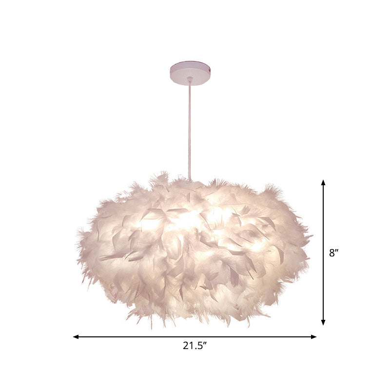 Minimalist Hanging Pendant Light With Feather Design - White