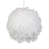 Modern Feather Pendant Light In White/Pink/Rose Red - 12/14/16 Wide Sphere Drop 1 Head For Bedroom
