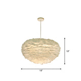 Minimalist White Sphere Pendulum Light - 14/18/21.5 Wide 1-Head Feather Down Pendant