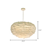 Minimalist White Sphere Pendulum Light - 14/18/21.5 Wide 1-Head Feather Down Pendant