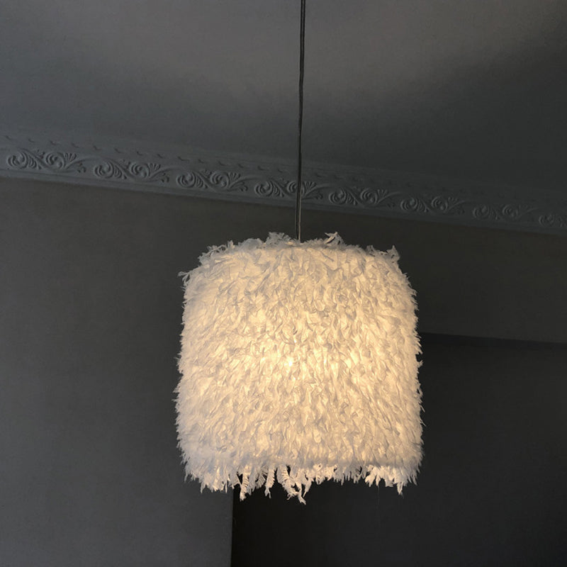 Pink & White Feather Pendant Lamp - Nordic Style