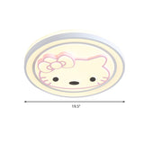 Girls Pink Cartoon Led Ceiling Lamp With Cute Pattern Acrylic Flush Mount Light